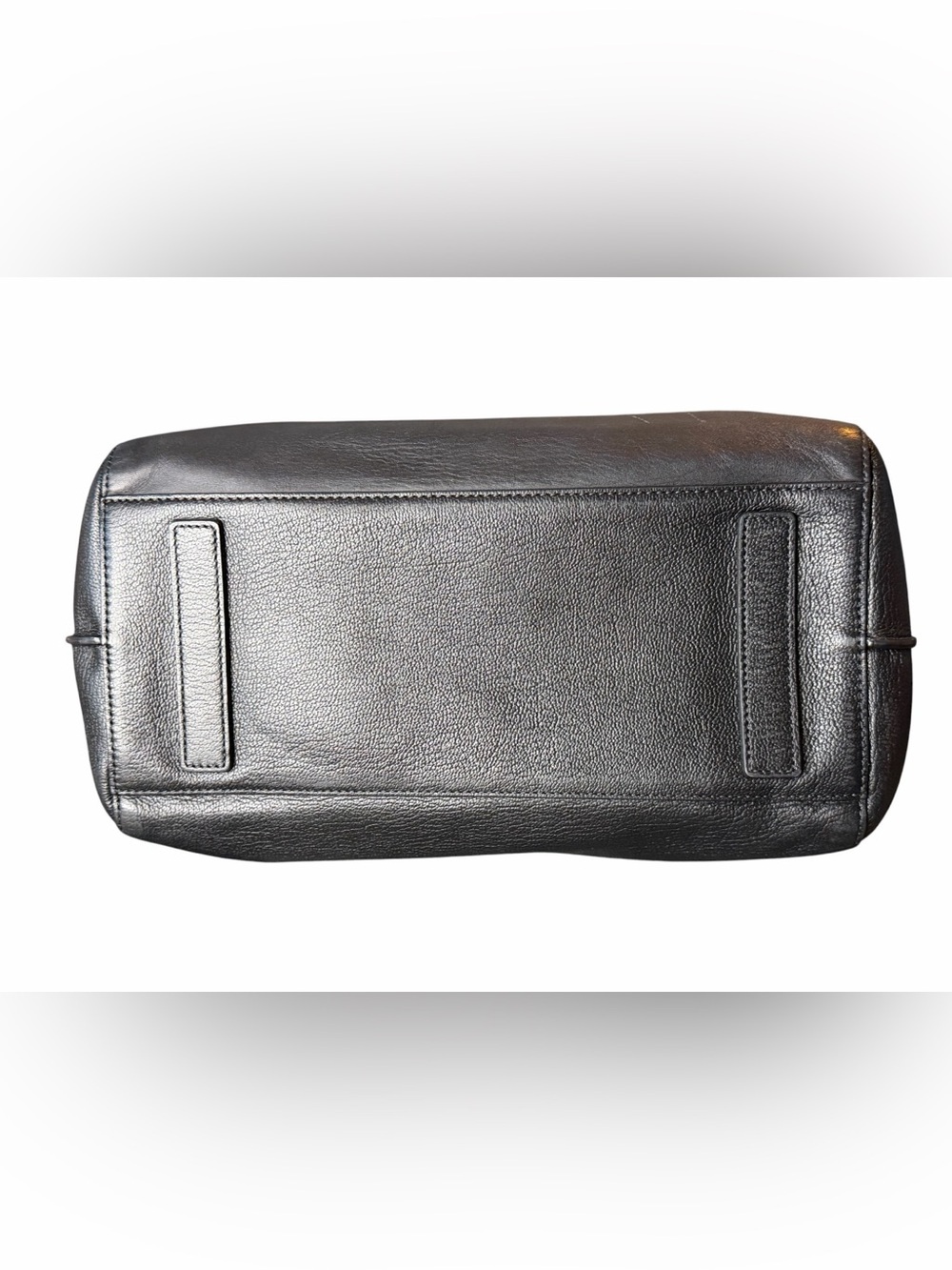 Black Leather Shoulder Bag with Grey Croc-Embossed Flap - Picture 5 of 15